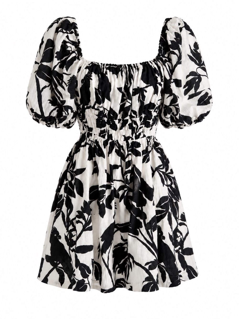 Maeve by Anthropologie Tropical Bird Print Cutout Mini Dress